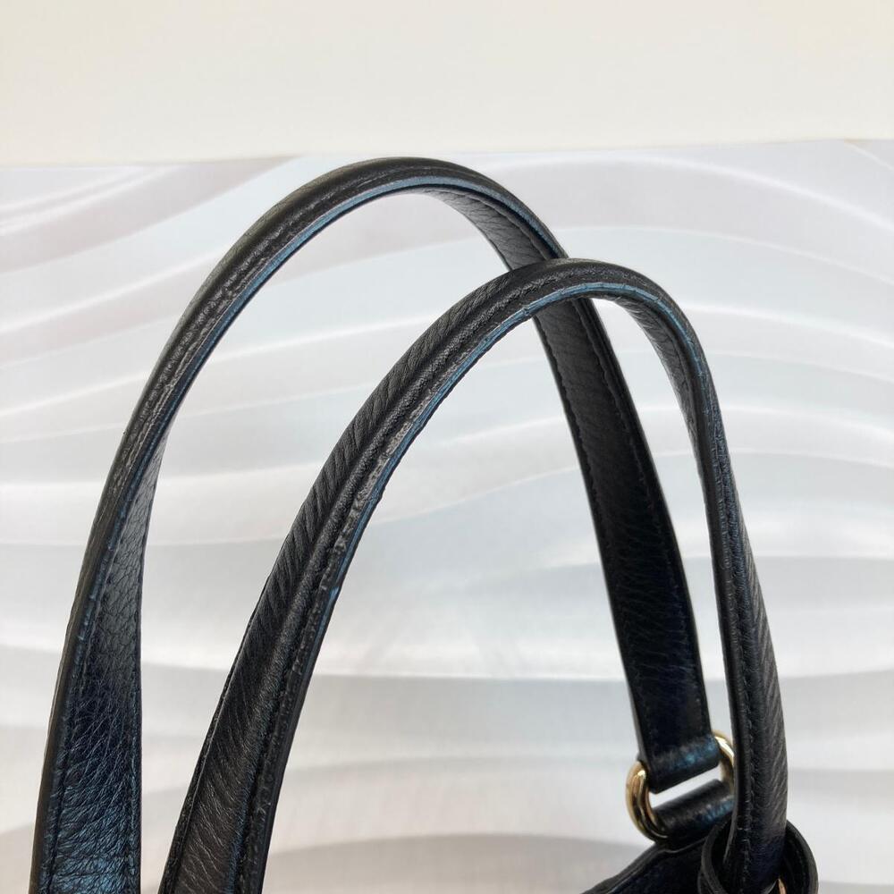 GUCCI Soho Shoulder Bag Fringe Tassel Interlocking GG Leather Black Tote - Picture 5 of 6